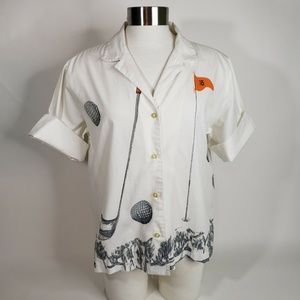Women's Vintage 1960s Adelaar Cotton Golf Shirt AOP Collar Short Sleeves